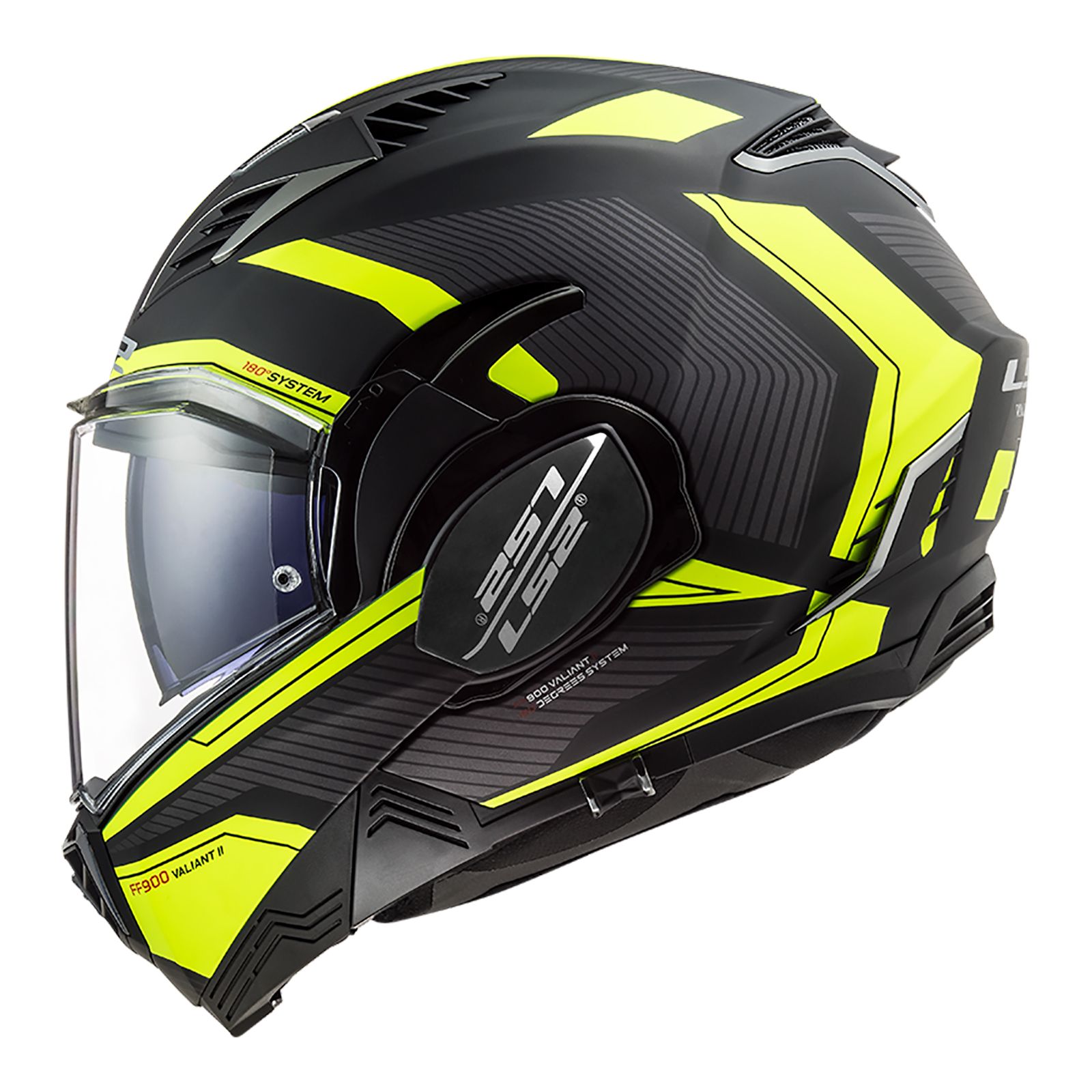 LS2 FF900 Valiant II REvo Flip Front Motorbike Helmet Matte Black/High Vis