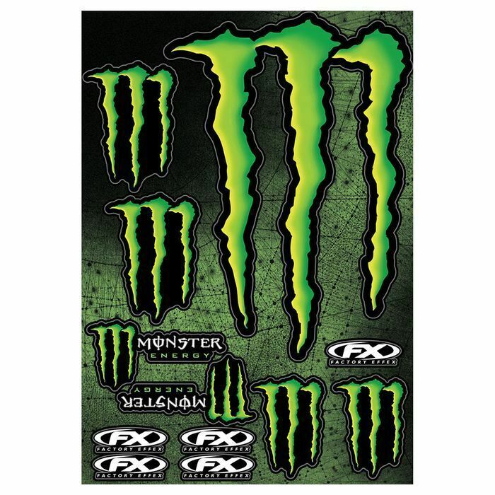 XL Monster Energy Decals Dirt Bike Motocross Sticker Sheet Factory Effex