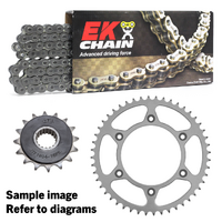 EK O-Ring Chain & Sprocket Kit for 2013-2024 KTM 390 Duke - 15/45 (Rubber Backed Front Sprocket)