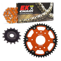 EK Orange X-Ring Chain & Stealth Sprocket Kit for 2013-2024 KTM 390 Duke - 15/45