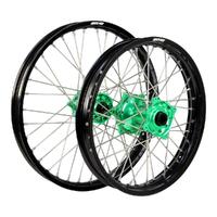 States MX Wheel Set for 2006-2018 Kawasaki KX450F - 21/19 Black/Green