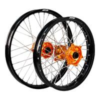 States MX Wheel Set for 2023 KTM 125 XC 21/18 - Black/Orange