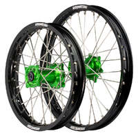 Motocross Wheel Set (Black/Green 19x1.6/16x1.85) for 2001-2024 Kawasaki KX85