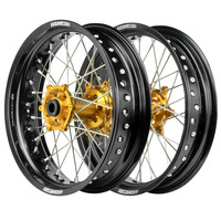 Supermoto Wheel Set (Black/Gold 17x3.5/17x4.25) for 2000-2024 Suzuki DRZ400E