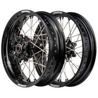 Cush Drive Supermoto Wheel Set (Black 17x3.5/17x4.25) for 1990-2022 Suzuki DR650