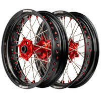 Supermoto Wheel Set (Black/Red 17x.3.5/17x4.25) for 2003-2016 KTM 200EXC