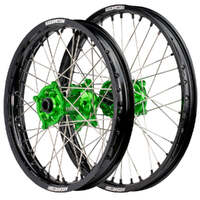 Flat Track Wheel Set (Black/Green 19x2.15/19x2.50) for 2006-2008 Kawasaki KX125