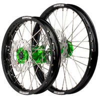 Wheel Set with Discs (Black/Green 17x1.4/14x1.60) for 2001-2024 Kawasaki KX85