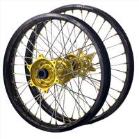 Envy / DID Wheel Set for 2024-2025 Triumph TF250X - Black Rims / Hi-Vis Hubs (21/19x2.15)