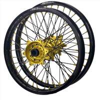 Envy / DID Wheel Set for 2024-2025 Triumph TF250X - Black Rims / Hi-Vis Hubs (21/19x2.15)