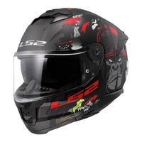 LS2 FF808 Stream II Angry Monkey Full Face Motorbike Helmet - Matte Black / Red