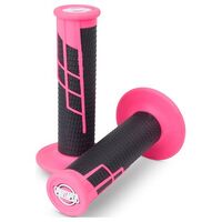 Protaper Clamp-On Half Waffle Grips Pair - Neon Pink / Black