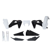 Rtech White/Black Plastic Kit with Headlight Surround & Fork Protectors for 2022 Husqvarna TE150i 