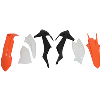 Rtech KTM Orange / Black / White Plastic Kit 300EXC TPI Six Days 2019 without Headlight Surround