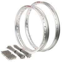 Front & Rear Silver Excel Rim & Spokes Set for 2004-2007 Husaberg FE450S - 21/18