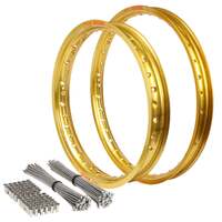 Front & Rear Gold Excel Rim & Spokes Set for 1990-2004 Honda XR250R - 21/18